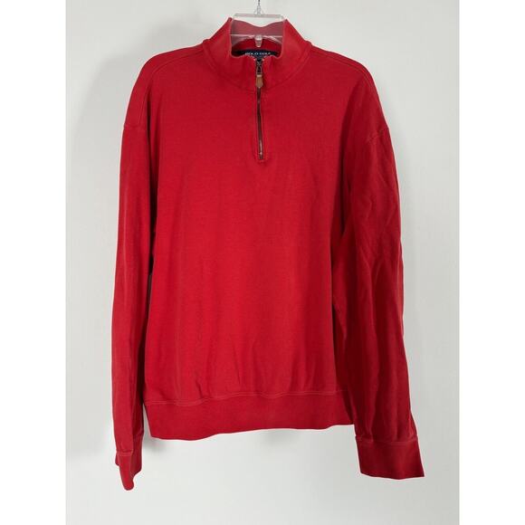VTG Polo Golf Ralph Lauren Sweater Red Pullover 1/4 Zip 100% Cotton - Picture 1 of 9
